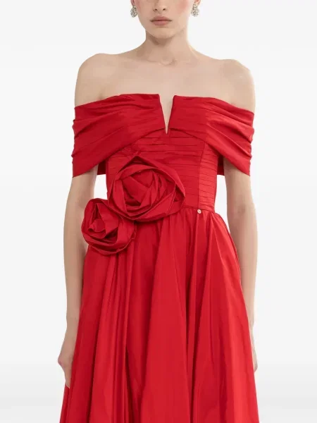 Rochie maxi Nissa cu model floral cu aplicații de costum roșu