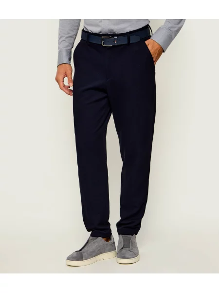 BOSS BLACK Pantaloni chino | Tapered fit cu adaos de lână negru