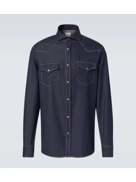 Košile Brunello Cucinelli modrá
