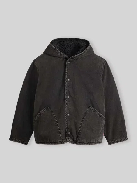 Kurtka o luźnym kroju z denimu z kapturem i podszewką Levi's czarna