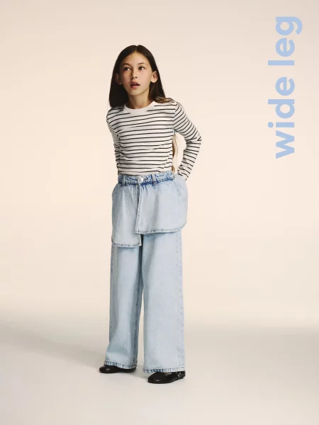 Reserved Blugi super wide leg cu fustă albastru