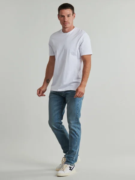 Tricou Calvin Klein Jeans clasic scurt alb