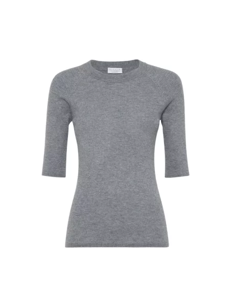 Sweter Brunello Cucinelli z nadrukiem szary
