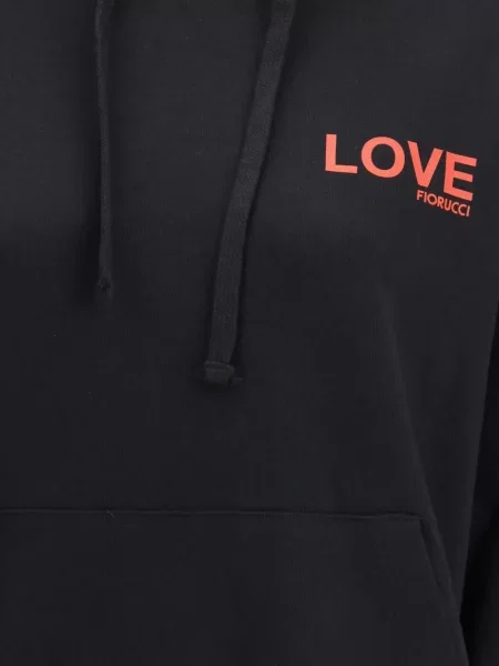 Hanorac cu glugă Fiorucci cu imagine negru