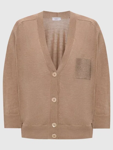 Кардиган з льоном Peserico бежевий