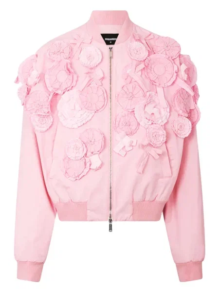 Geacă bomber Dsquared2 cu model floral cu aplicații roz