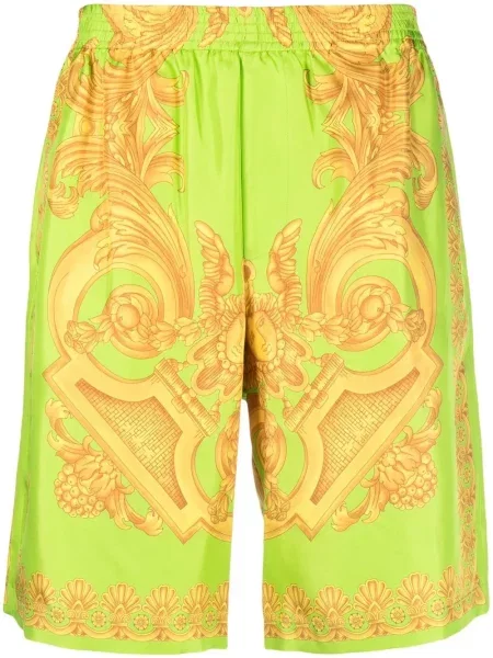 Pantaloni scurți Versace de mătase verde