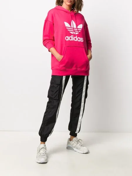 Hanorac cu glugă Adidas cu imagine roz