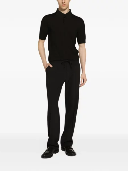 Μεταξωτό polo Dolce & Gabbana με αυτόγραφο μαύρο