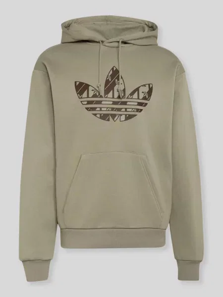 Bluza z kapturem o kroju regular fit z mieszanki bawełny z nadrukiem z logo Adidas Originals oliwkowa