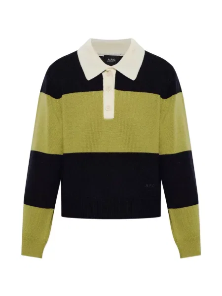 Tricou polo A.p.c. de lână verde