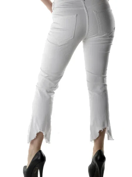 Kavbojke Sexy Woman z visokim pasom bela