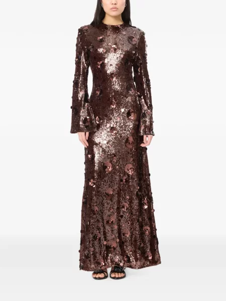 Rochie maxi Rotate Birger Christensen cu paiete maro