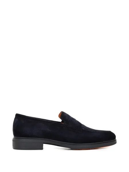 Pantofi loafer Santoni din piele de căprioară albastru