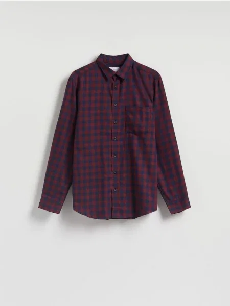Reserved Koszula regular fit w kratę bordowy