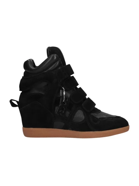 Sneakersy Nokwol skórzane na koturnie czarne