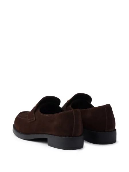 Pantofi loafer Prada din piele de căprioară maro