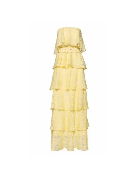 ACCESS FASHION Sukienki Kobieta S Len Devore Belted Strap Maxi Dress żółty