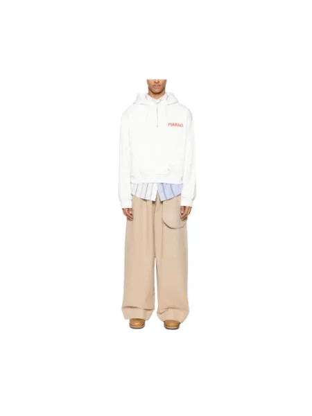 Bluza z kapturem Marni z kapturem w miejskim stylu z logo biała