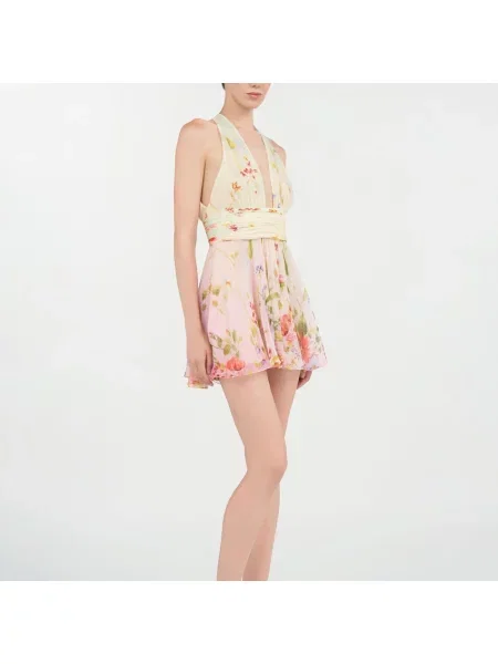 Sukienka mini Roberto Cavalli szyfonowa z nadrukiem