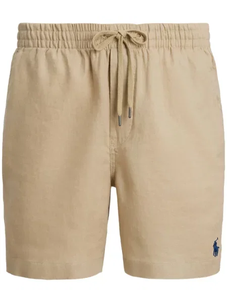 Tricou Polo Ralph Lauren din piele cu broderie în carouri maro