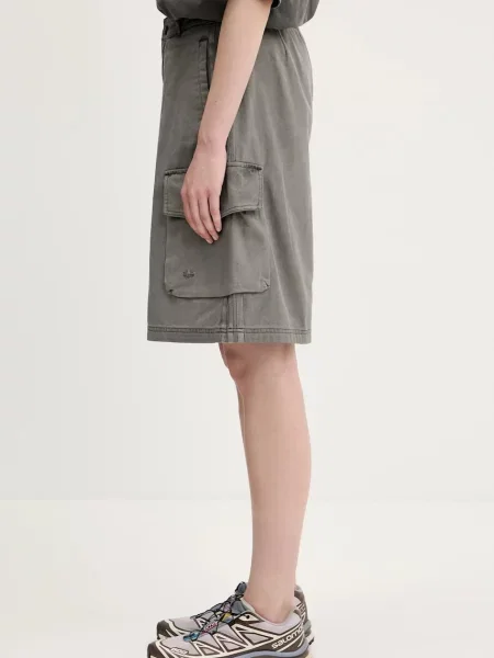 Джинсові шорти adidas Originals Cargo Jorts однотонна висока посадка сірий