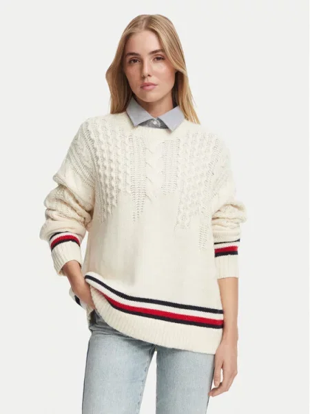 Tommy Jeans Pulover Kremna Oversize