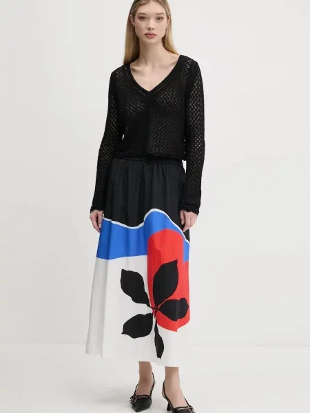 Спідниця Desigual FLOR ONDAS_LACROIX maxi розкльошена чорний