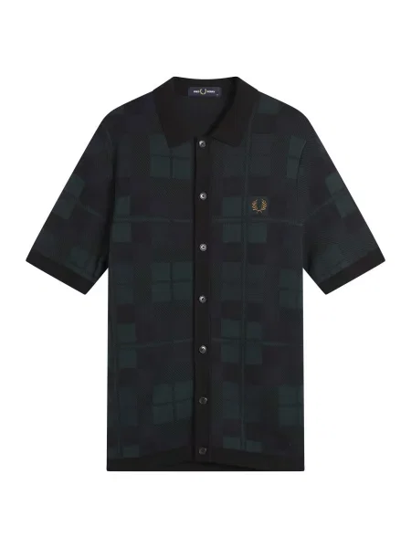 Dzianinowa koszula Fred Perry w kratę czarna