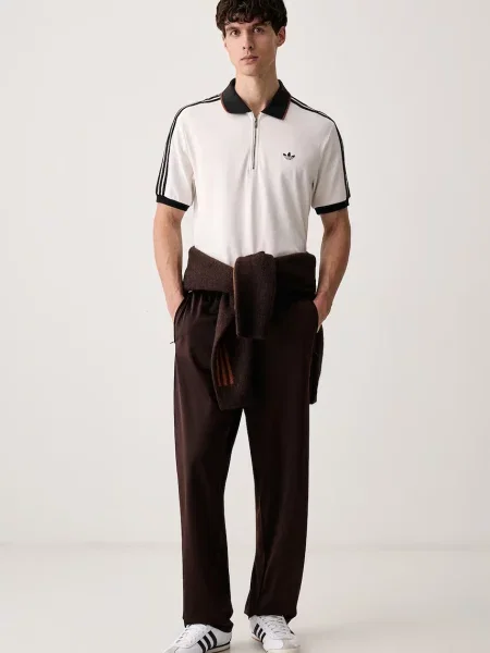 Adidas Originals тениска с яка мъжка с бяло