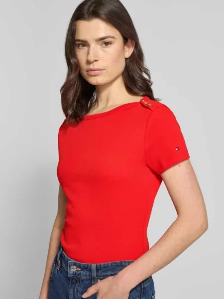 T-shirt Slim Fit z czystej bawełny Tommy Hilfiger czerwona