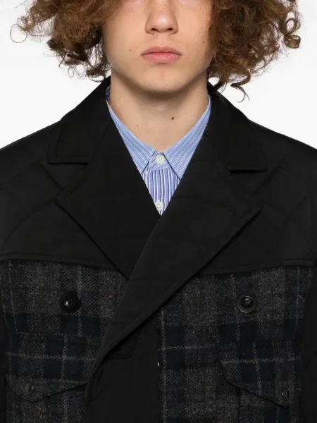 Карирано ватиран палто Junya Watanabe Man черно