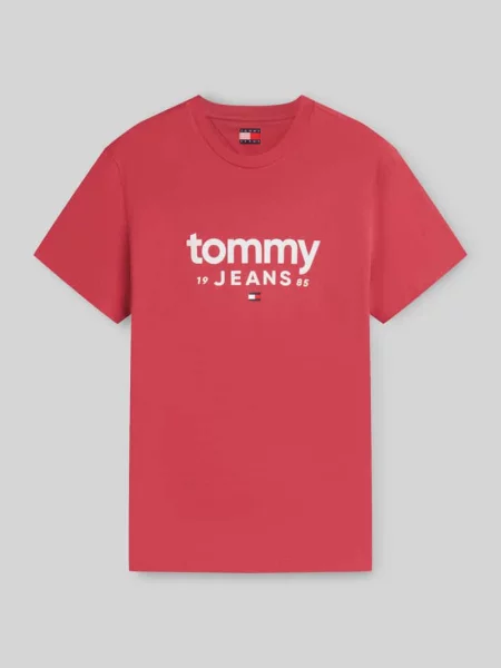 T-shirt o kroju relaxed fit z czystej bawełny z napisem z logo Tommy Jeans czerwona