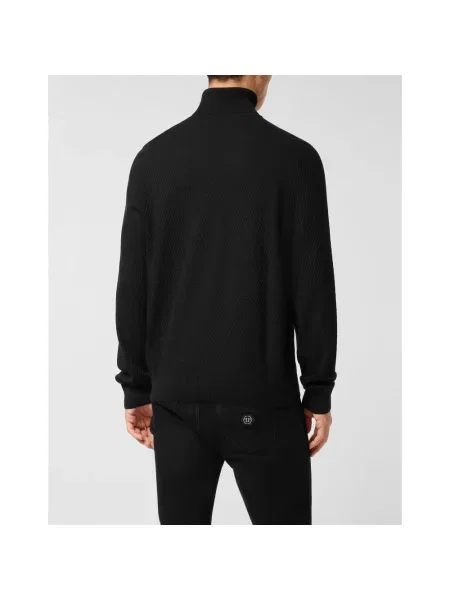 Sweter z golfem Philipp Plein wełniany do golfa czarny