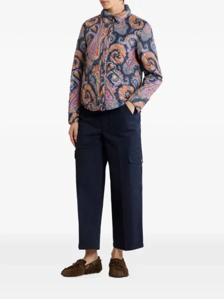 Matlasat geacă Etro cu model paisley albastru