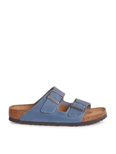 Klapki Birkenstock skórzane niebieskie
