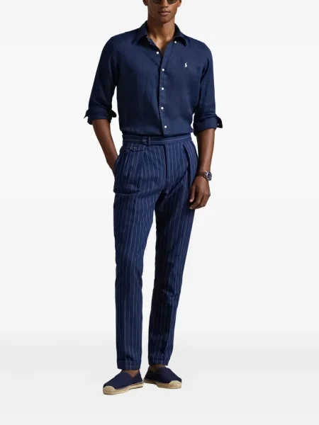 Prugasta lanena šilterica Polo Ralph Lauren bijela