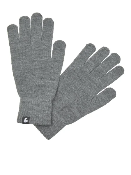 JACK & JONES Prstové rukavice Barry tmavosivá / čierna / biela