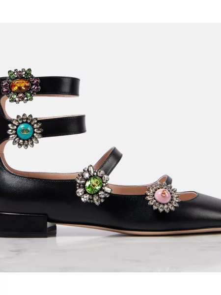 Balerini Valentino Garavani din piele negru