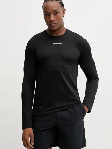 Tréninkové tričko s dlouhým rukávem Calvin Klein Performance s aplikací černá