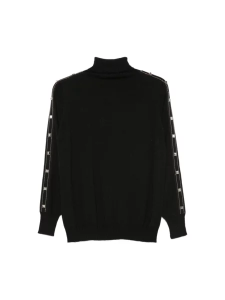 Lniany sweter z golfem D.exterior czarny