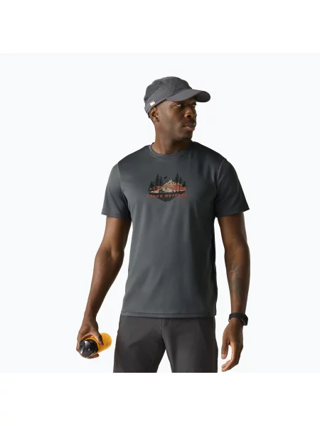 Мъжка тениска за трекинг REGATTA Fingal Slogan dark storm сиво