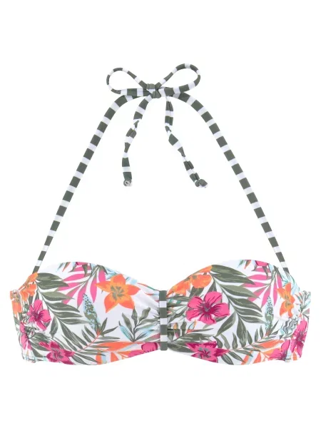 VENICE BEACH Sutien costum de baie oliv / portocaliu / roz alb