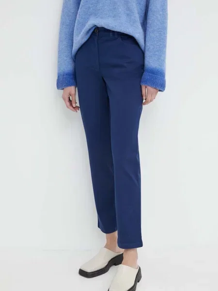 PS Paul Smith pantaloni femei marin drept high waist albastru