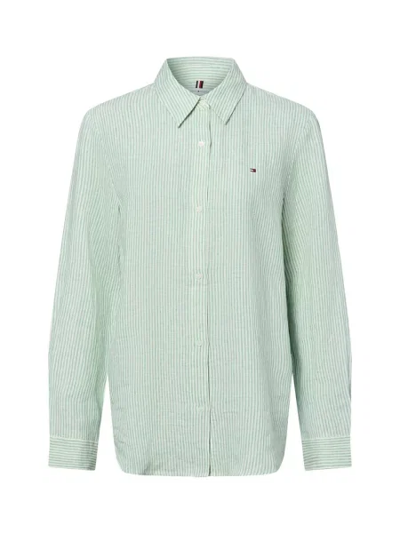Tommy Hilfiger Lniana bluzka Kobiety len zielony|beżowy w 34 zielona