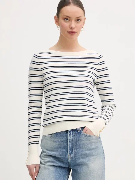 Tommy Hilfiger sweter z bawełną beżowy