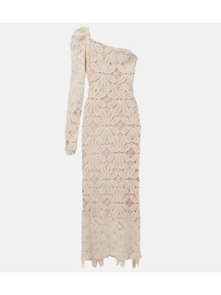 Midi obleka Farm Rio s cvetličnim vzorcem z enim ramenom bela