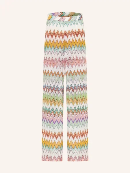 Missoni Spodnie Z Dzianiny Z Brokatową Przędzą rosa białe