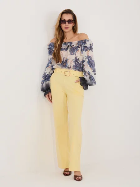 Pantaloni Rue Paris albastru