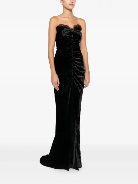 Rochie Alessandra Rich cu funde de catifea negru